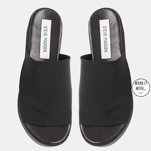 Steve Madden Slinky Black Platform Slides- Size 8